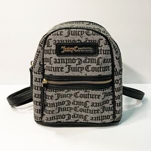 Juicy Couture Gothic Status Faux Leather Mini Zip Backpack Black 8-Inch